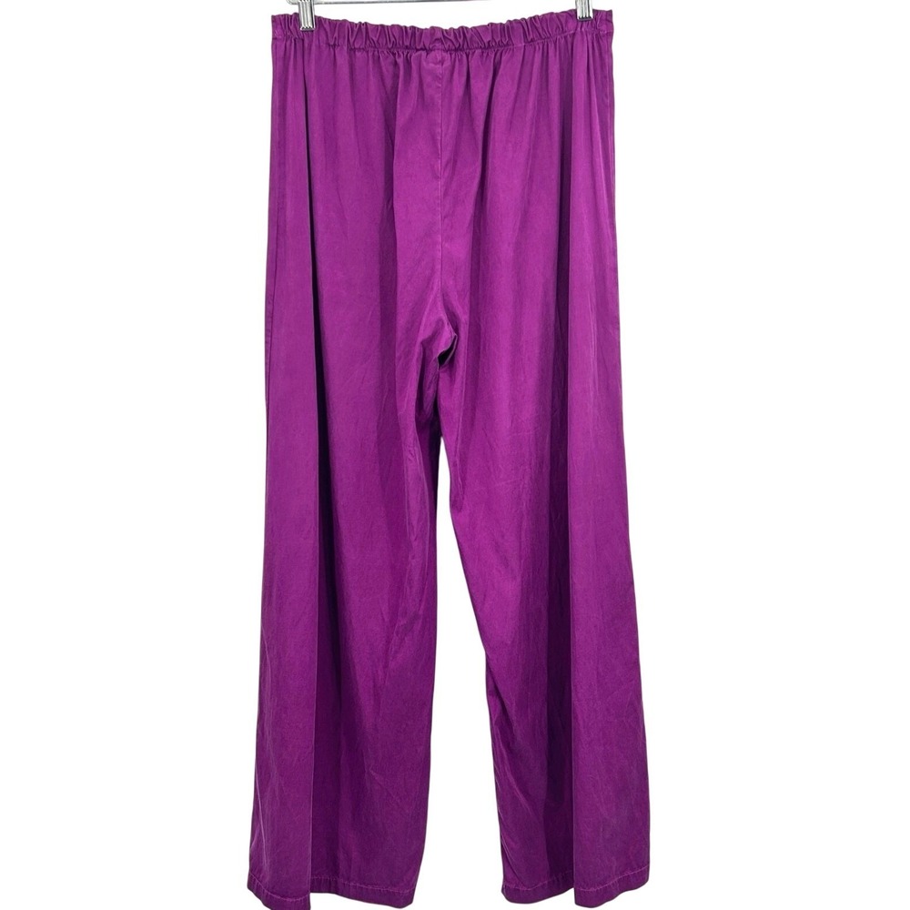 Bryn Walker Pants Womens M Wide Leg Silky Satin Cupro Lagenlook Purple Medium - Picture 5 of 12
